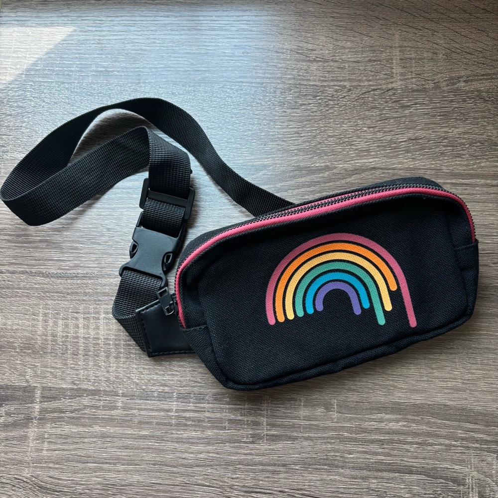 New Rainbow Black and pink Fanny Pack Bag with Adjustable Strip